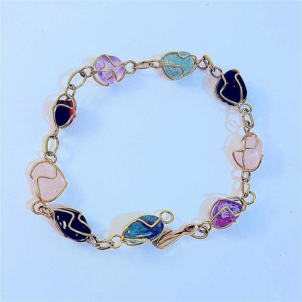 Vintage wrapped gemstone,‎ nugget bracelet